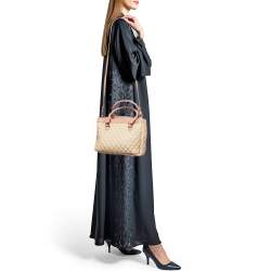 Pre Owned RED Valentino Old Rose/Beige Quilted Raffia and Leather Tote