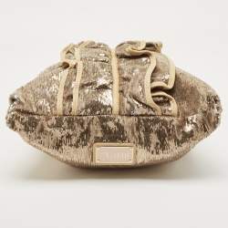 RED Valentino Gold Sequins and Leather Ruffled Tote