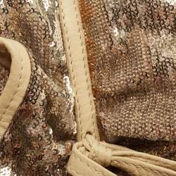 RED Valentino Gold Sequins and Leather Ruffled Tote