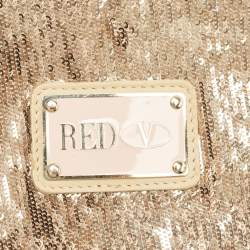 RED Valentino Gold Sequins and Leather Ruffled Tote