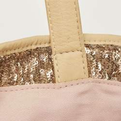 RED Valentino Gold Sequins and Leather Ruffled Tote