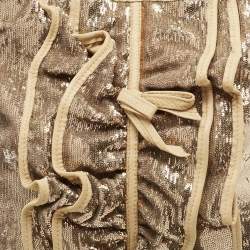 RED Valentino Gold Sequins and Leather Ruffled Tote