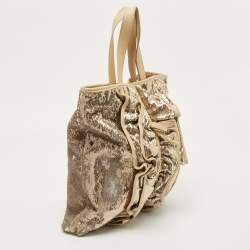 RED Valentino Gold Sequins and Leather Ruffled Tote