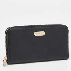 Pre Owned RED Valentino Black Leather Zip Around Wallet