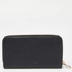 Pre Owned RED Valentino Black Leather Zip Around Wallet
