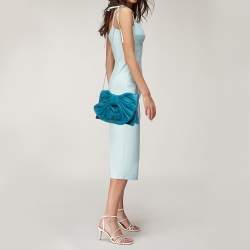 RED Valentino Blue Leather Bow Chain Clutch