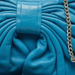 RED Valentino Blue Leather Bow Chain Clutch