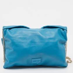 RED Valentino Blue Leather Bow Chain Clutch