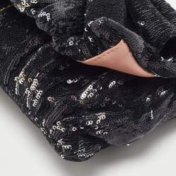 RED Valentino Black Sequins Bow Flap Shoulder Bag