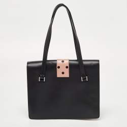 Pre Owned Red Valentino Pink/Black Leather Eyelet Shoulder Bag