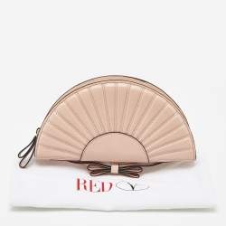 RED Valentino Peach Leather Bow Shell Clutch