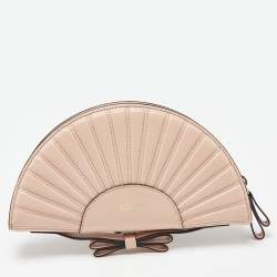 RED Valentino Peach Leather Bow Shell Clutch