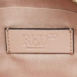 RED Valentino Peach Leather Bow Shell Clutch