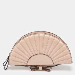 RED Valentino Peach Leather Bow Shell Clutch
