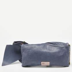 RED Valentino Blue Leather Bow Chain Clutch