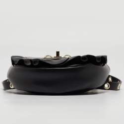 RED Valentino Black Leather Ruffle Convertible Belt Bag