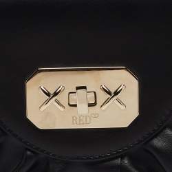 RED Valentino Black Leather Ruffle Convertible Belt Bag