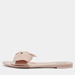 RED Valentino Light Pink Jelly Bow Detail Flat Slide Sandals Size 38
