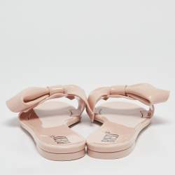 RED Valentino Light Pink Jelly Bow Detail Flat Slide Sandals Size 38
