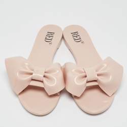 RED Valentino Light Pink Jelly Bow Detail Flat Slide Sandals Size 38