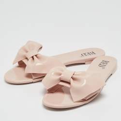 RED Valentino Light Pink Jelly Bow Detail Flat Slide Sandals Size 38