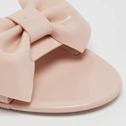 RED Valentino Light Pink Jelly Bow Detail Flat Slide Sandals Size 38