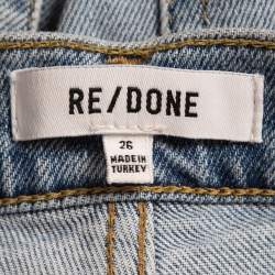 Re/Done Blue Ripped Denim Buttoned Jeans Waist 26''