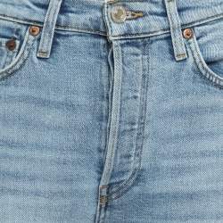 Re/Done Blue Ripped Denim Buttoned Jeans Waist 26''