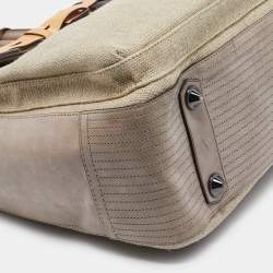 Pre Owned Reed Krakoff Tricolor Canvas and Leather Boxer Tote