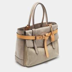 Pre Owned Reed Krakoff Tricolor Canvas and Leather Boxer Tote