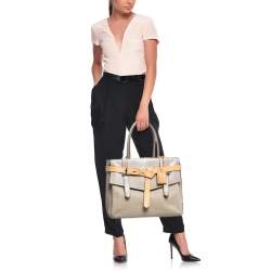 Pre Owned Reed Krakoff Tricolor Canvas and Leather Boxer Tote