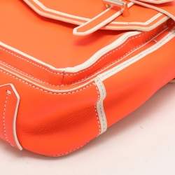Reed Krakoff Neon Orange Leather Boxer Tote