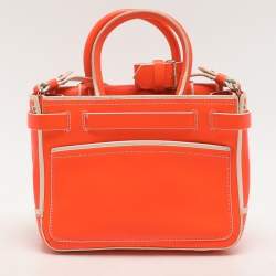 Reed Krakoff Neon Orange Leather Boxer Tote