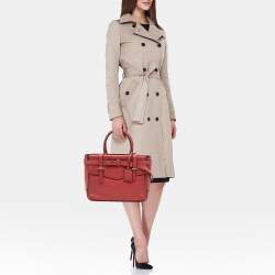 Pre Owned Reed Krakoff Red Leather Medium Boxer Tote