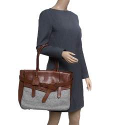 Reed Krakoff Brown/Grey Leather and Wool Gator Boxer II Duffle Bag