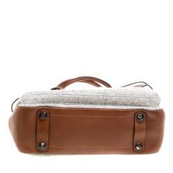 Reed Krakoff Brown/Grey Leather and Wool Gator Boxer II Duffle Bag