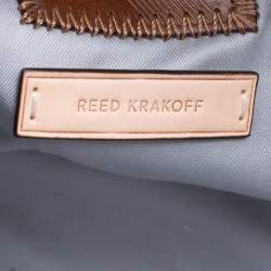 Reed Krakoff Brown/Grey Leather and Wool Gator Boxer II Duffle Bag