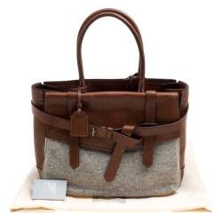 Reed Krakoff Brown/Grey Leather and Wool Gator Boxer II Duffle Bag