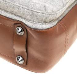 Reed Krakoff Brown/Grey Leather and Wool Gator Boxer II Duffle Bag