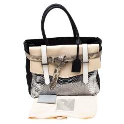 Pre Owned Reed Krakoff Multicolor Exotic Skin, Canvas and Leather Boxer Tote
