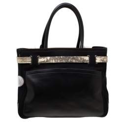 Pre Owned Reed Krakoff Multicolor Exotic Skin, Canvas and Leather Boxer Tote