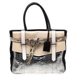 Pre Owned Reed Krakoff Multicolor Exotic Skin, Canvas and Leather Boxer Tote