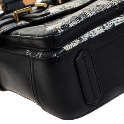 Pre Owned Reed Krakoff Black/White Snakeskin Effect Leather Gator Boxer Tote