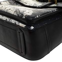 Pre Owned Reed Krakoff Black/White Snakeskin Effect Leather Gator Boxer Tote