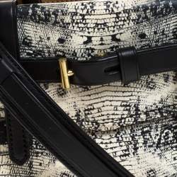 Pre Owned Reed Krakoff Black/White Snakeskin Effect Leather Gator Boxer Tote