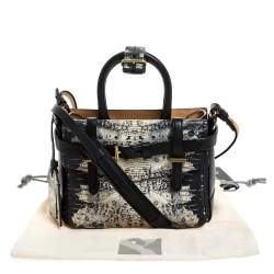 Pre Owned Reed Krakoff Black/White Snakeskin Effect Leather Gator Boxer Tote