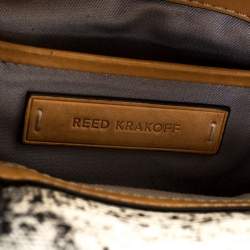 Pre Owned Reed Krakoff Black/White Snakeskin Effect Leather Gator Boxer Tote