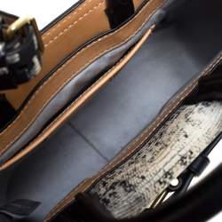 Pre Owned Reed Krakoff Black/White Snakeskin Effect Leather Gator Boxer Tote