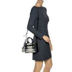 Pre Owned Reed Krakoff Black/White Snakeskin Effect Leather Gator Boxer Tote