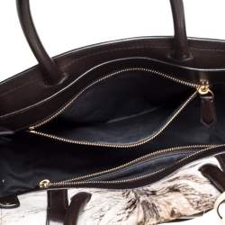 Reed Krakoff Dark Brown/Beige Zebra Print Calfhair and Leather Boxer Tote